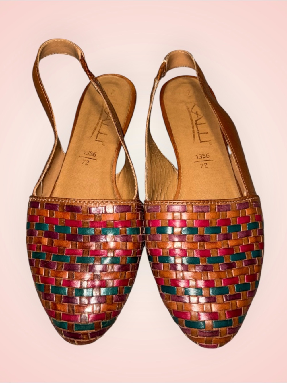 Vintage leather woven slingback / huaraches